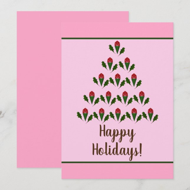 Rote Rosen & Grüne Weihnachtsbaumkunst, rosa (Vorne/Hinten)