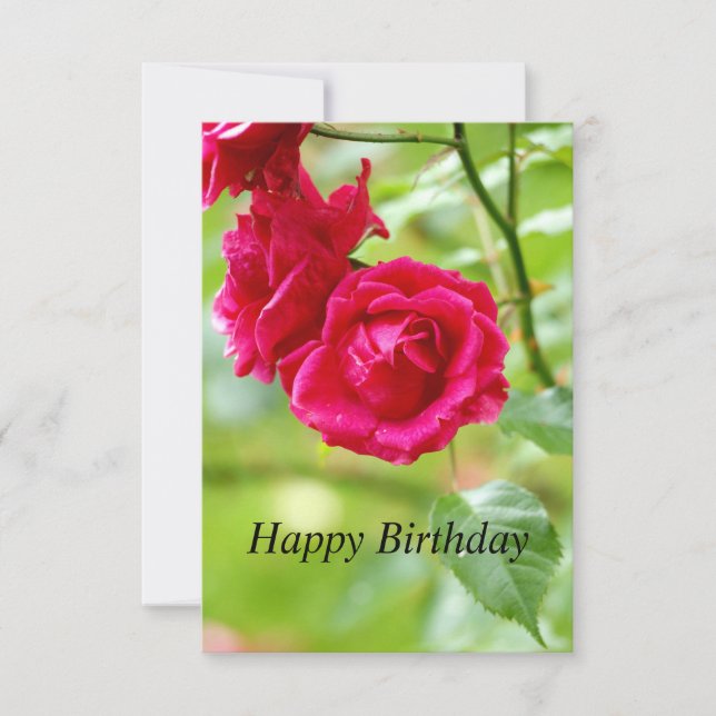 Rote Rosen Happy Birthday Card Karte (Vorderseite)