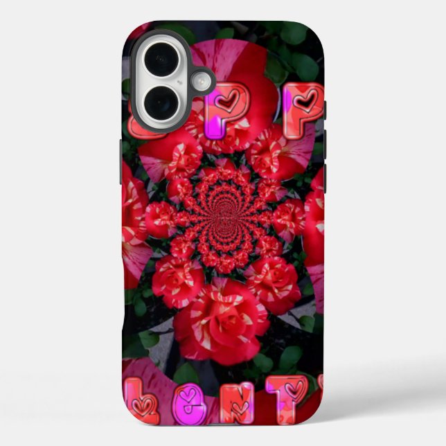 Rote Rosen "Happy Valentine" Kunstdrucken Case-Mate iPhone Hülle (Rückseite)