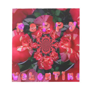 Rote Rosen "Happy Valentine" Kunstdrucken Notizblock