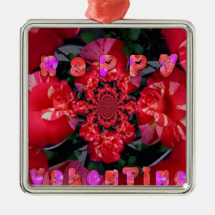 Rote Rosen "Happy Valentine" Kunstdrucken Ornament Aus Metall