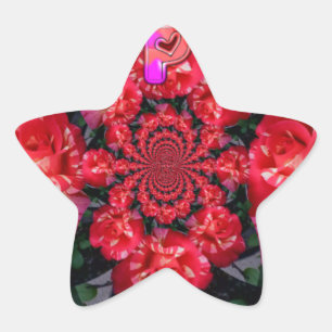 Rote Rosen "Happy Valentine" Kunstdrucken Stern-Aufkleber