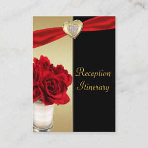 Rote Rosen & Herz, Hochzeiten mit Gold und Schwarz Begleitkarte