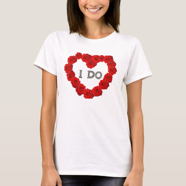 Rote Rosen Herz ich tue Bling Wedding T - Shirt (Vorderseite)