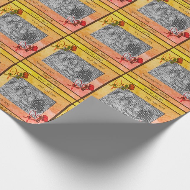 Rote Rosen Herz Ihr Foto Personalisiert Geschenkpapier (Ecke)