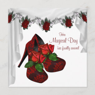 Rote Rosen High Heels Schuhe Quinceanera Einladung