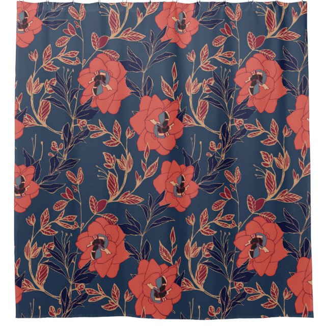 Rote Rosen Hintergrundbeleuchtung Duschvorhang (Vorderseite)