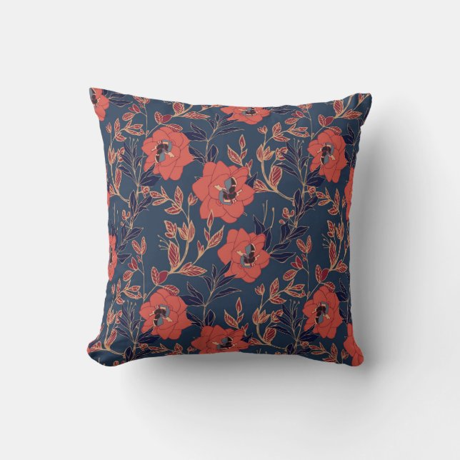 Rote Rosen Hintergrundbeleuchtung Kissen (Vorderseite)