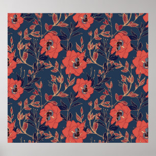 Rote Rosen Hintergrundbeleuchtung Poster