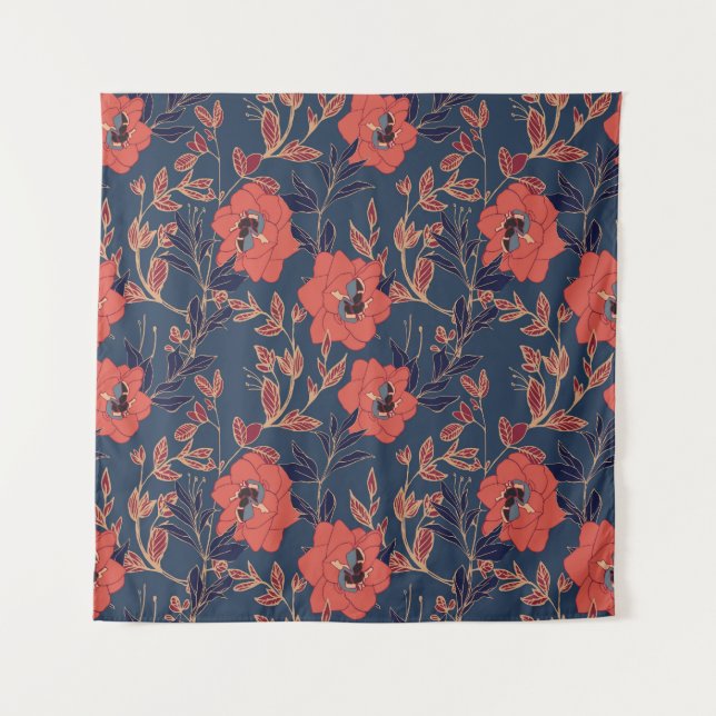 Rote Rosen Hintergrundbeleuchtung Wandteppich (Vorderseite)