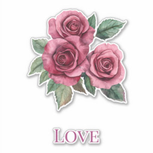 Rote Rosen Hochzeit bei floraler Liebe Aufkleber