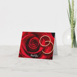 Rote Rosen Hochzeit Danke Notizkarten mit Ringen