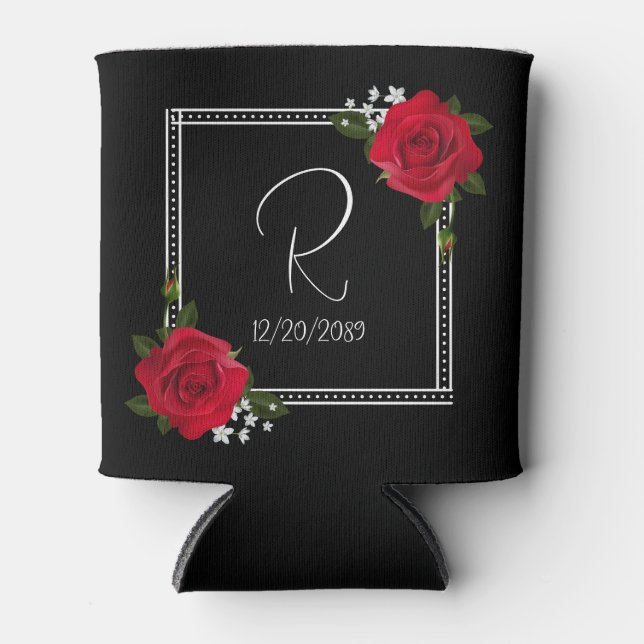Rote Rosen Hochzeit Dosenkühler (Vorderseite)