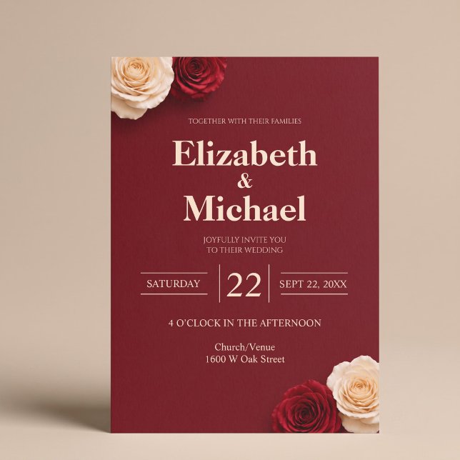 Rote Rosen Hochzeit Einladung (Von Creator hochgeladen)