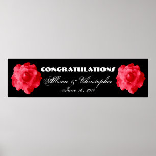 Rote Rosen Hochzeit- oder Verlobung-Banner Poster