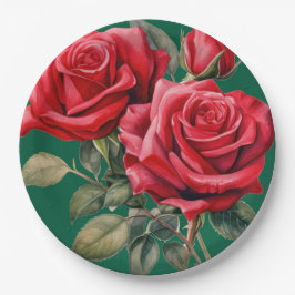 Rote Rosen Hochzeit Pappteller