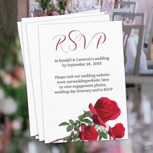 Rote Rosen Hochzeiten von Online-UAWG-Antwortkarte Einladung (Von Creator hochgeladen)