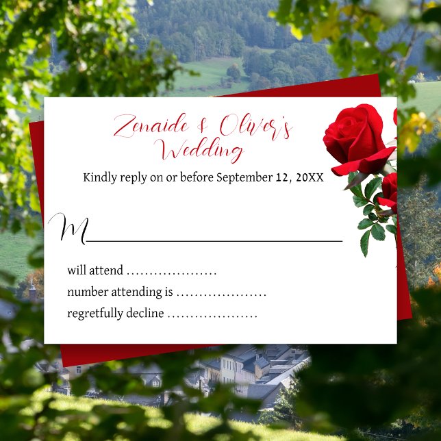 Rote Rosen Hochzeiten Website-Antwortkarten Einladung (Von Creator hochgeladen)