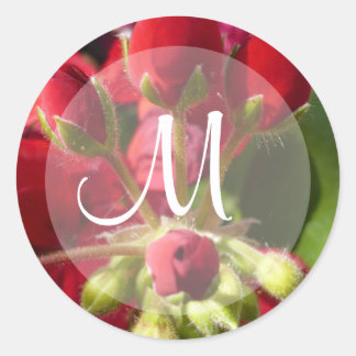 Rote Rosen Hochzeitmonogramm-Siegel Runder Aufkleber