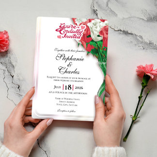 Rote Rosen Hochzeits-Einladung - Rote Buchstaben 2 Einladung