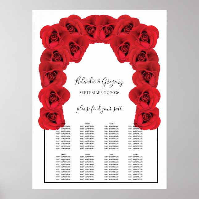 Rote Rosen Hochzeitskarte Poster (Vorne)