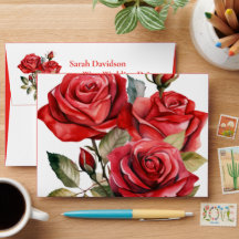 Rote Rosen Hochzeitsumschlag