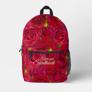 Rote Rosen Ich liebe dich Name Bedruckter Rucksack