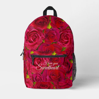 Rote Rosen Ich liebe dich Name Bedruckter Rucksack