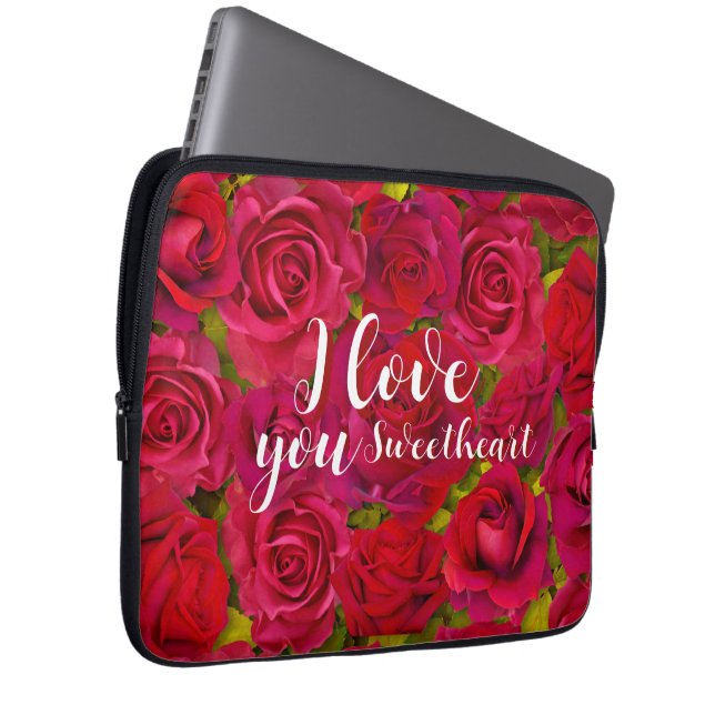 Rote Rosen Ich liebe dich Name Laptopschutzhülle (Vorne Rechts)