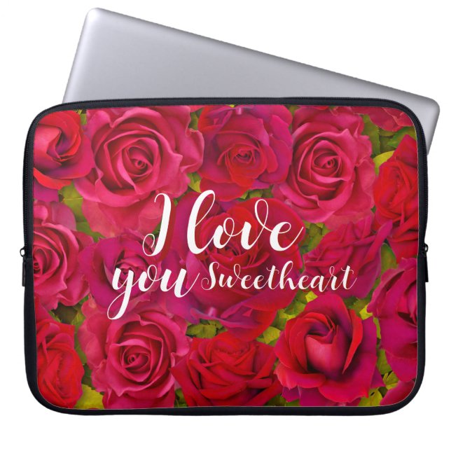 Rote Rosen Ich liebe dich Name Laptopschutzhülle (Vorderseite)