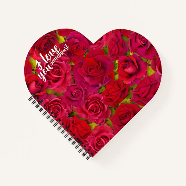 Rote Rosen Ich liebe dich Name Notizbuch (Vorderseite)