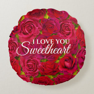 Rote Rosen Ich liebe dich Name Rundes Kissen