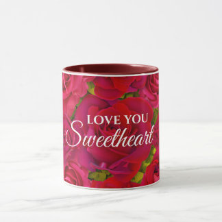 Rote Rosen Ich liebe dich Name Tasse