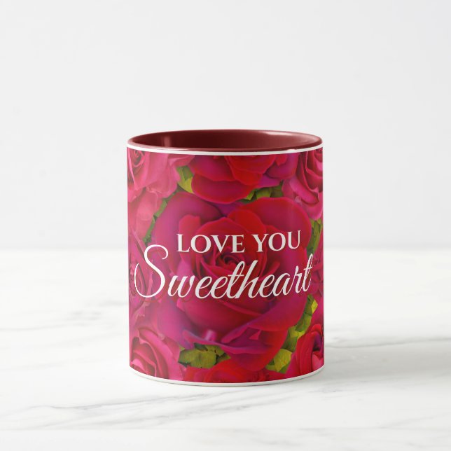 Rote Rosen Ich liebe dich Name Tasse (Zentrum)