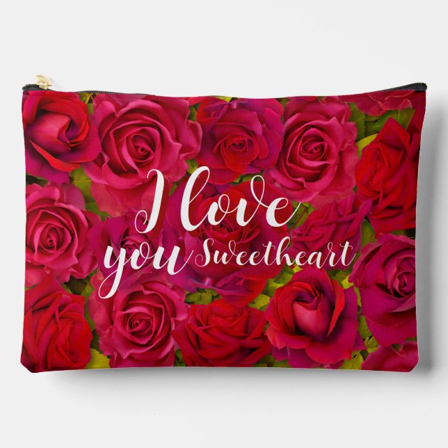 Rote Rosen Ich liebe dich Name Zubehörtasche (Vorderseite)