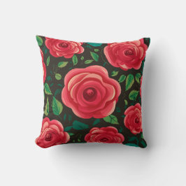 Rote Rosen im Blut: Eine üppige Blumenanzeige Kissen