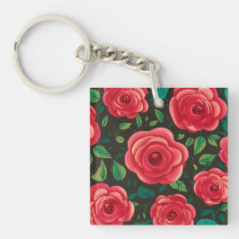 Rote Rosen im Blut: Eine üppige Blumenanzeige Schlüsselanhänger