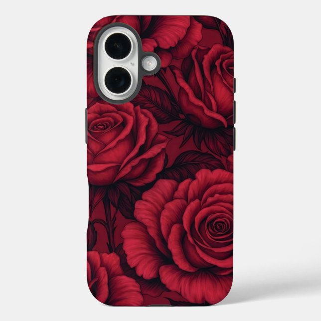Rote Rosen im gotischen Blumenmuster iPhone 16 Hül Case-Mate iPhone Hülle (Rückseite)
