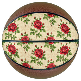 Rote Rosen im Vintage-Muster Basketball