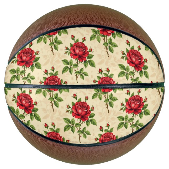 Rote Rosen im Vintage-Muster Basketball (Vorderseite)