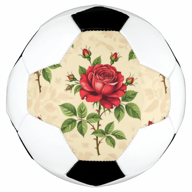 Rote Rosen im Vintage-Muster Fußball (Vorderseite)