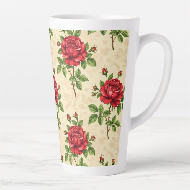Rote Rosen im Vintage-Muster Milchtasse (Rechts)