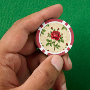 Rote Rosen im Vintage-Muster Pokerchips