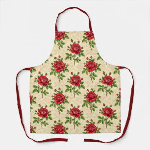 Rote Rosen im Vintage-Muster Schürze