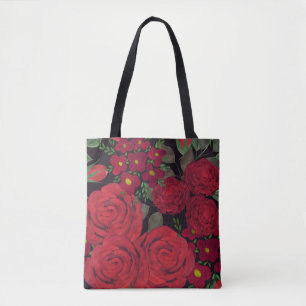 rote Rosen in Aquarellfarbe auf Schwarz,