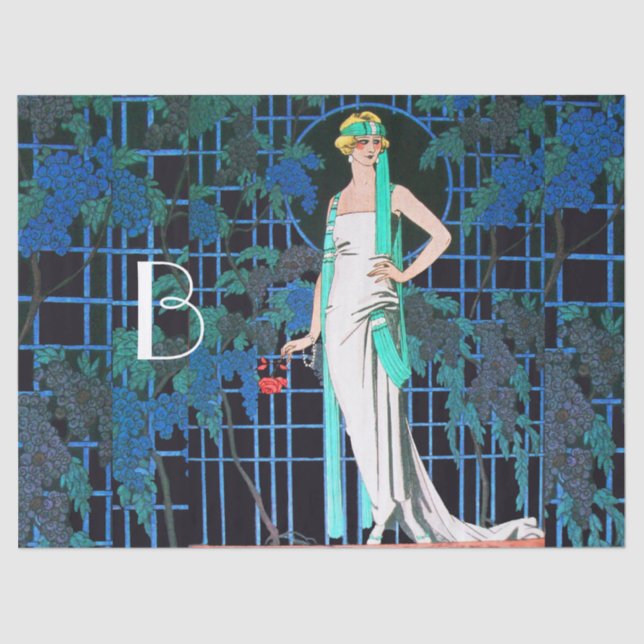 ROTE ROSEN IN DER NACHT, SCHÖNHEIT SCHÖNES MONOGRA SEIDENPAPIER (Vorderseite)