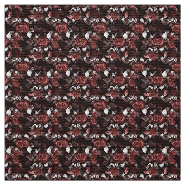 Rote Rosen in schwarz Stoff (Muster)
