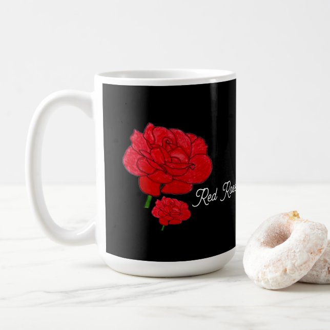 Rote Rosen  Kaffeetasse (Mit Donut)