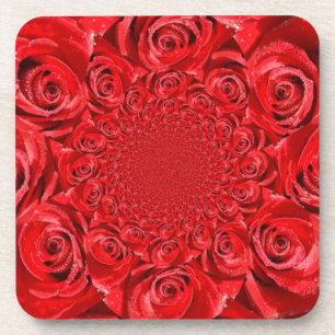 Rote Rosen Kaleidoskop: Frohen Valentinstag Kunst Getränkeuntersetzer