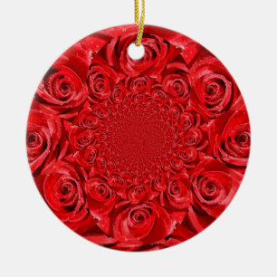 Rote Rosen Kaleidoskop: Frohen Valentinstag Kunst Keramik Ornament